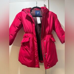 Dark pink Jacadi Paris Hooded Winter Coat( size 5)